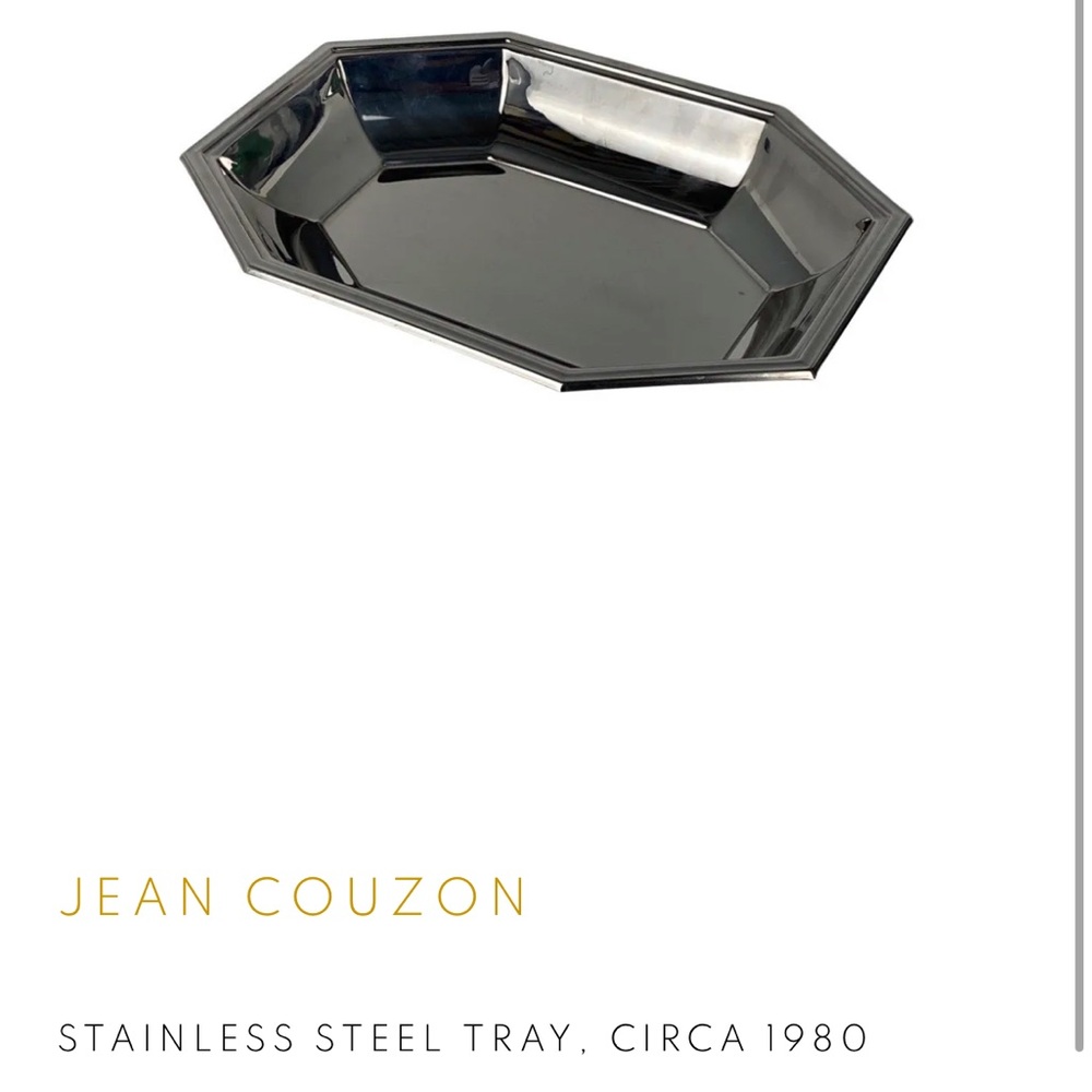 VTG‎ Jean Couzon Art Deco Stainless Steel Metal Oval Dresser Tray Dish France